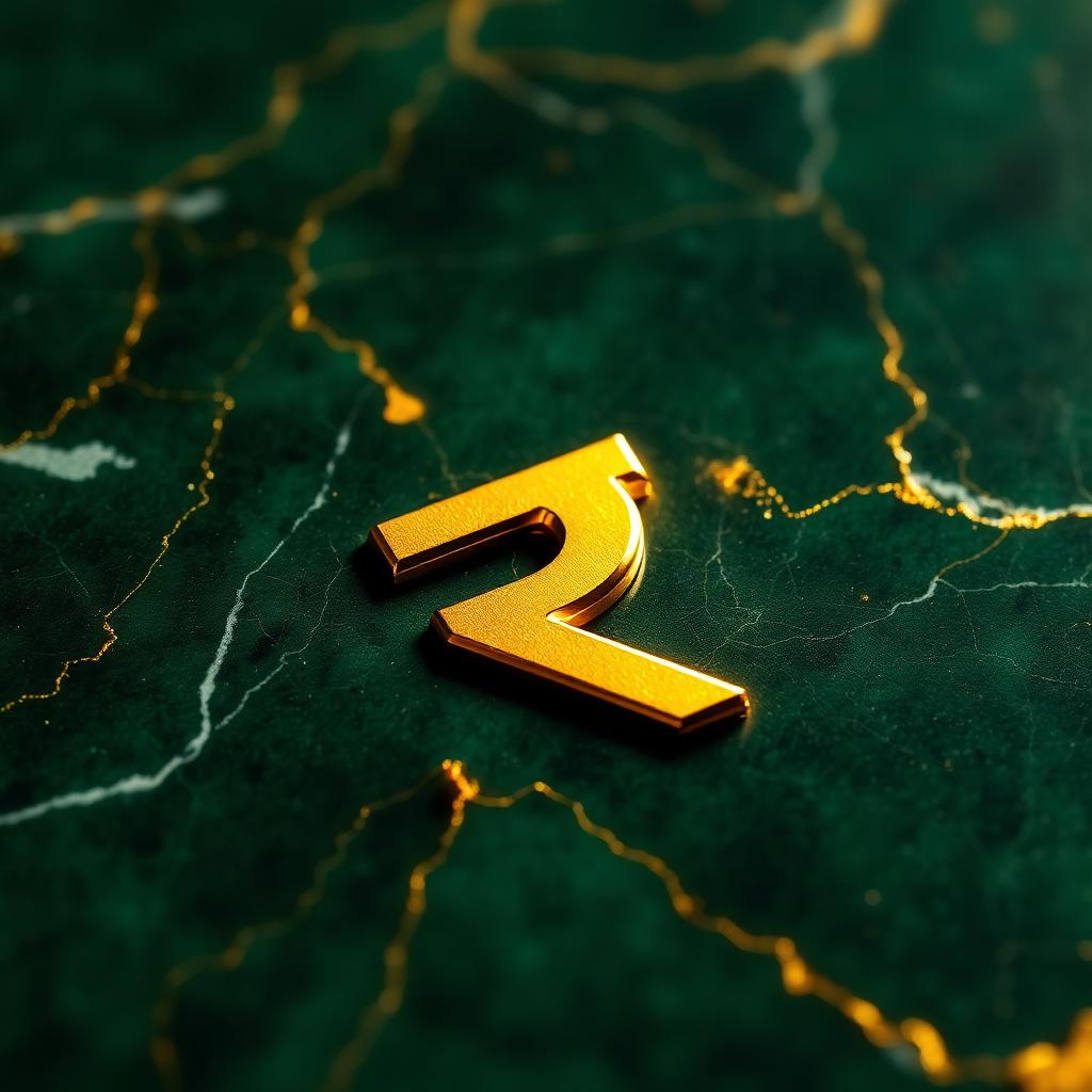 Golden rupee symbol on emerald marble representing GST compliance